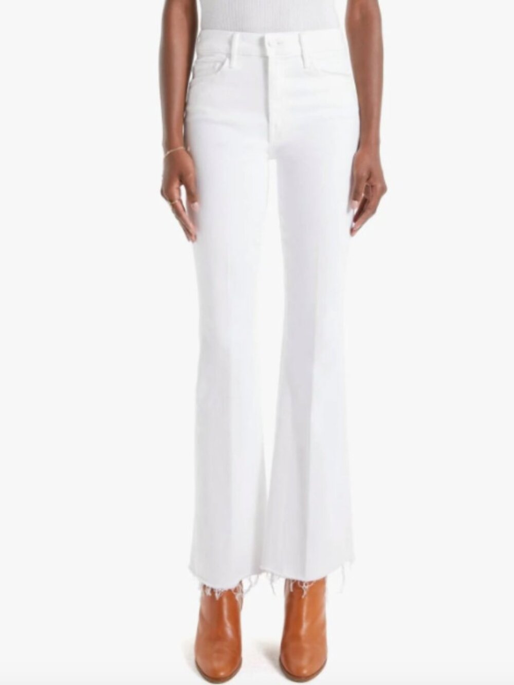 Mother Weekender Fray Jean In Fairest of them All White 29